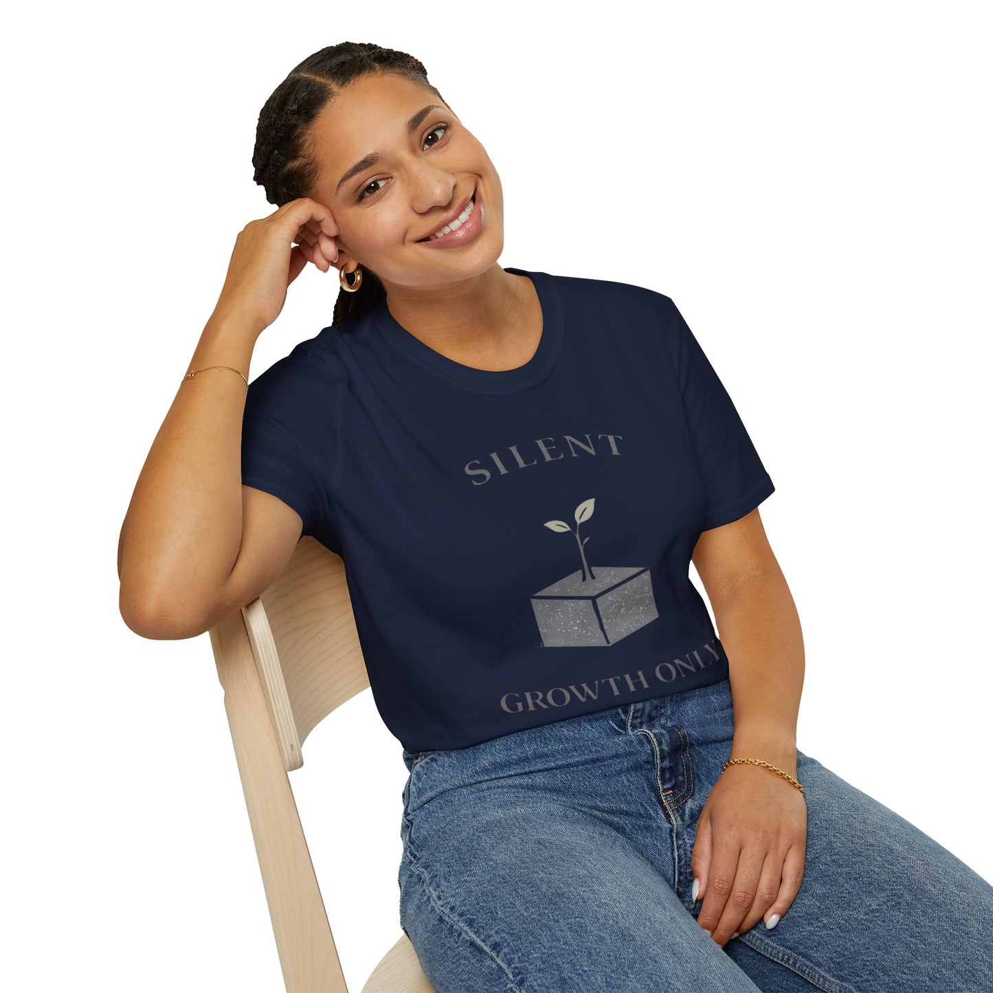 Silent Growth Only T-Shirt — Minimal Plant Graphic Tee