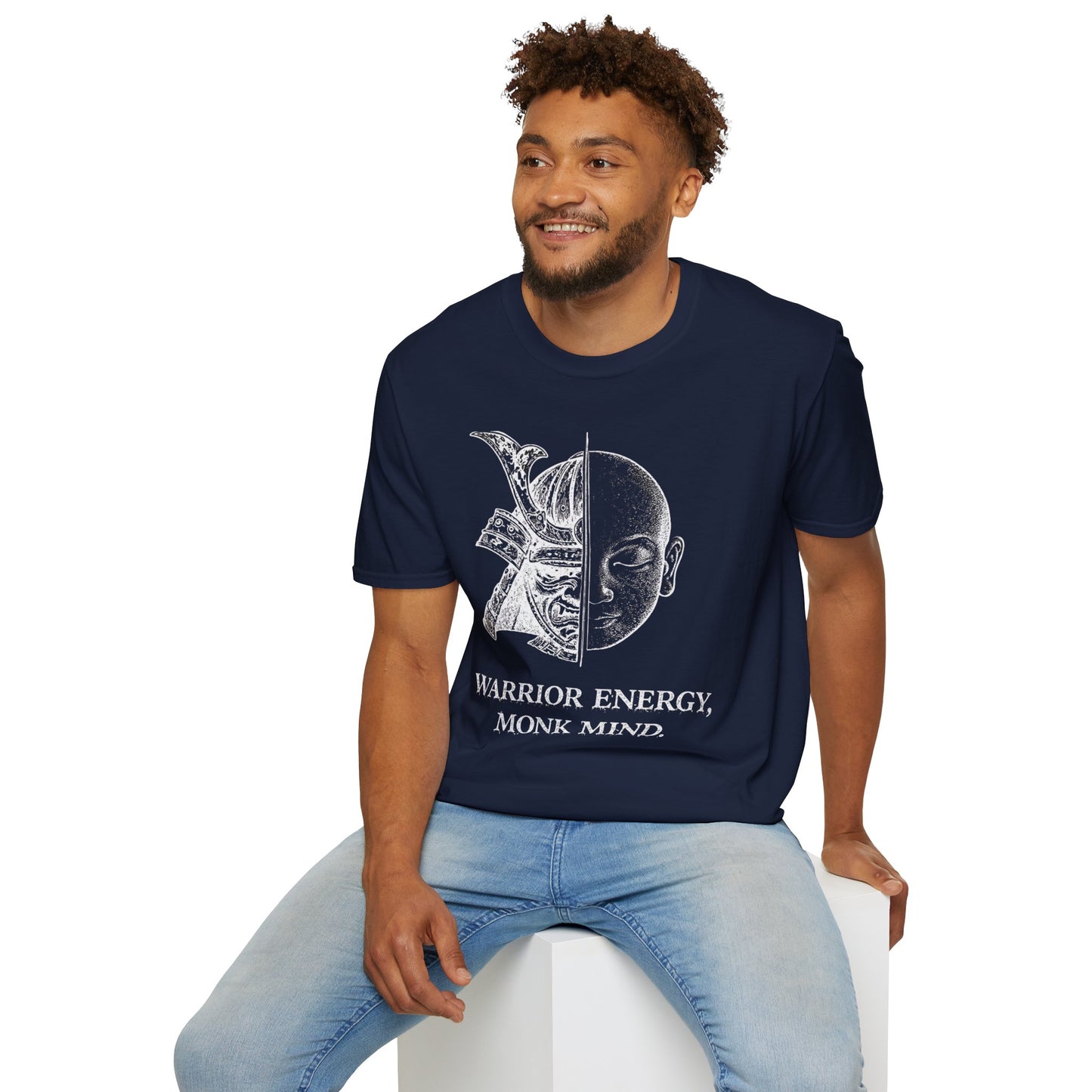 Warrior Energy Monk Mind T-Shirt — Samurai Helmet Minimalist Tee