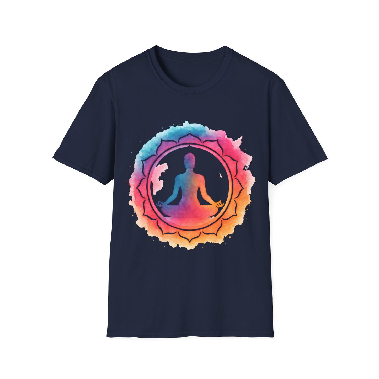 Meditation Lotus T-Shirt — Colorful Yoga Silhouette Tee