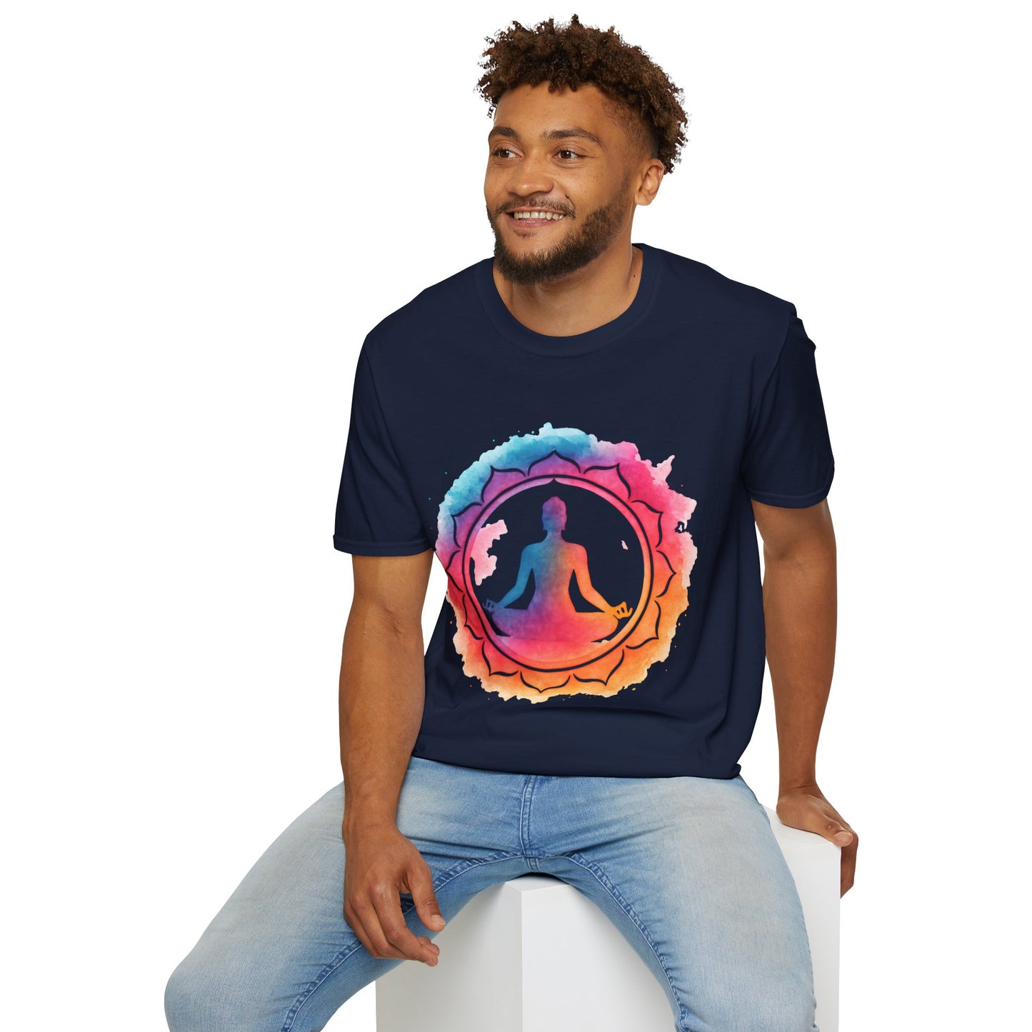 Meditation Lotus T-Shirt — Colorful Yoga Silhouette Tee