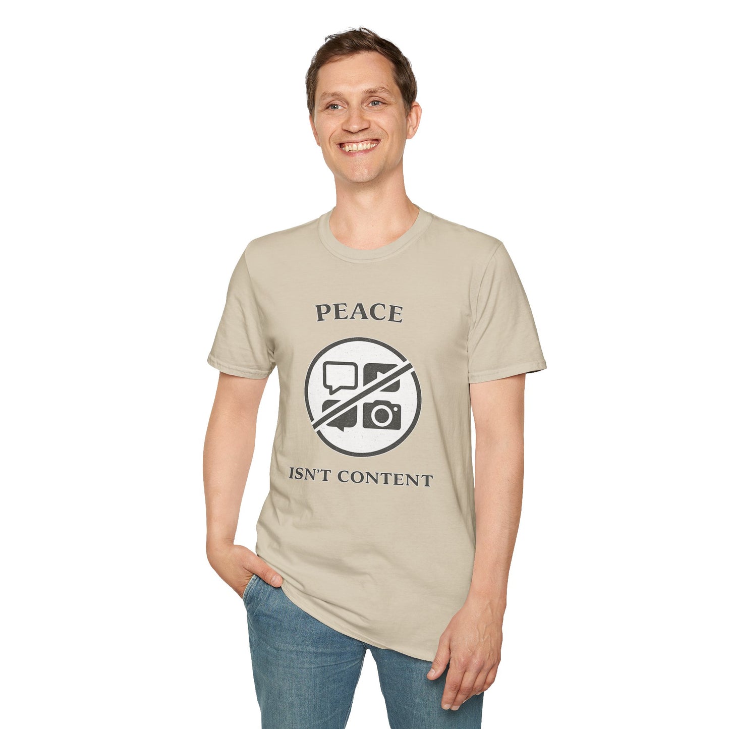 "Peace Isn't Content" No Media Symbol Graphic Tee
