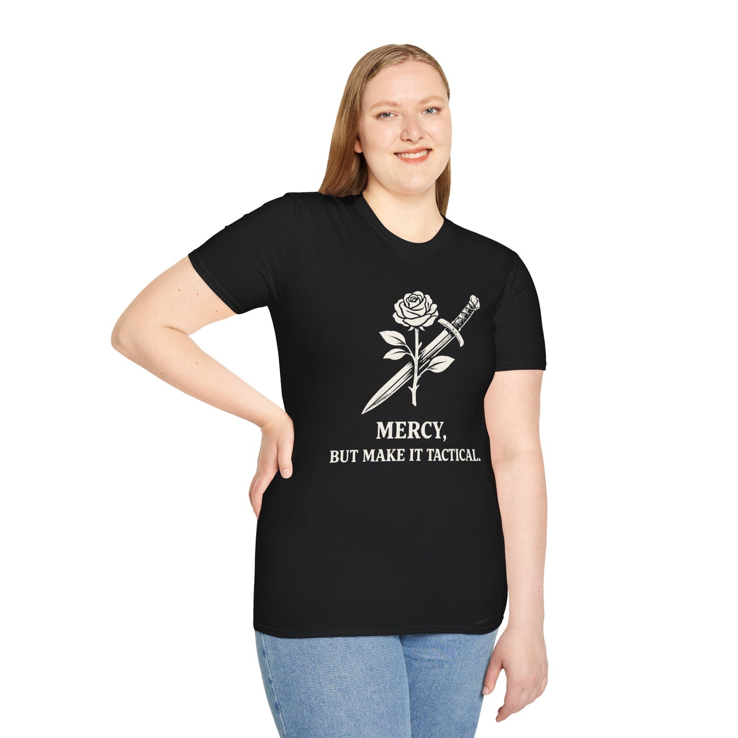 "Mercy, But Make It Tactical" Rose & Dagger Graphic Tee