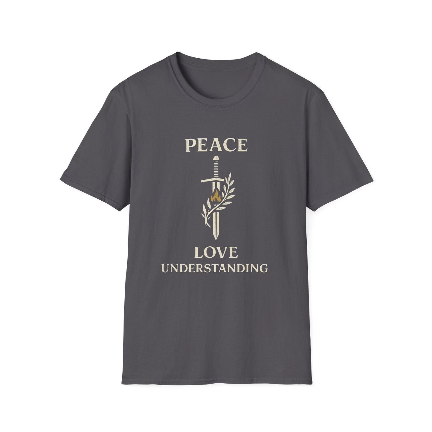 Peace Love Understanding T-Shirt — Sword & Olive Branch Graphic Tee