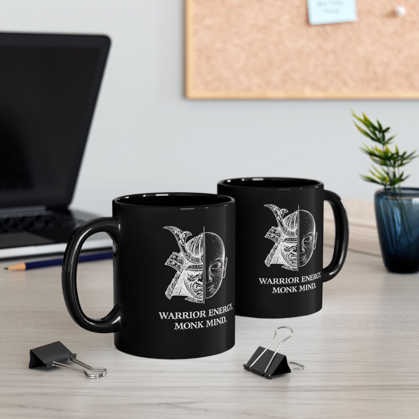 Warrior Energy, Monk Mind Coffee Mug — Black Ceramic 11oz/15oz