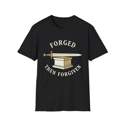 'Forged Then Forgiven' Sword & Anvil Christian Graphic Tee-shirt