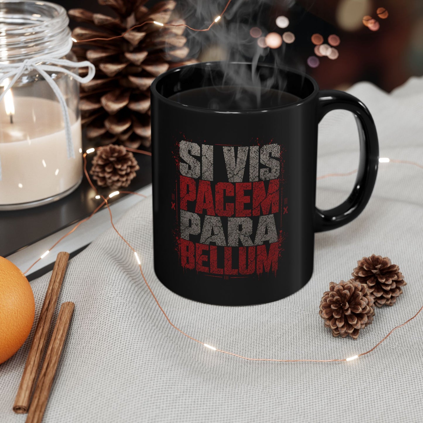 SI VIS PACEM PARA BELLUM Distressed Black Mug