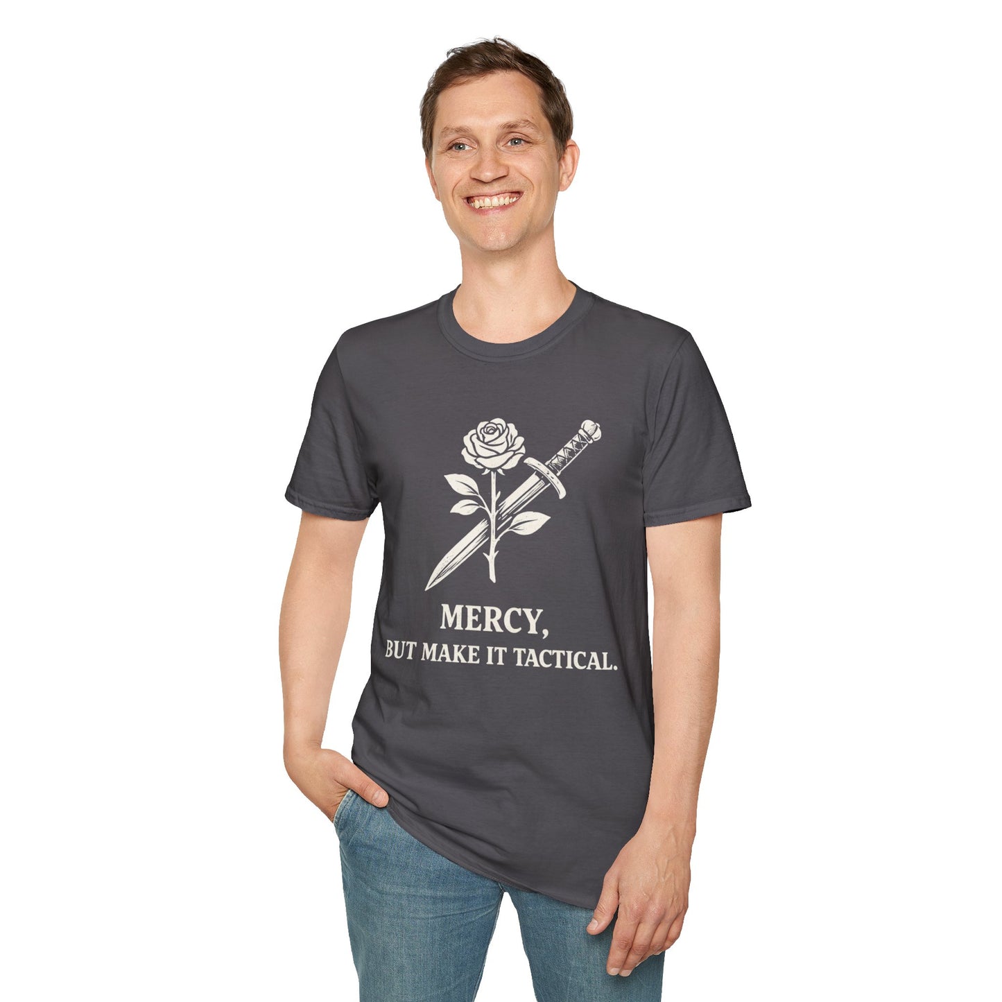 "Mercy, But Make It Tactical" Rose & Dagger Graphic Tee