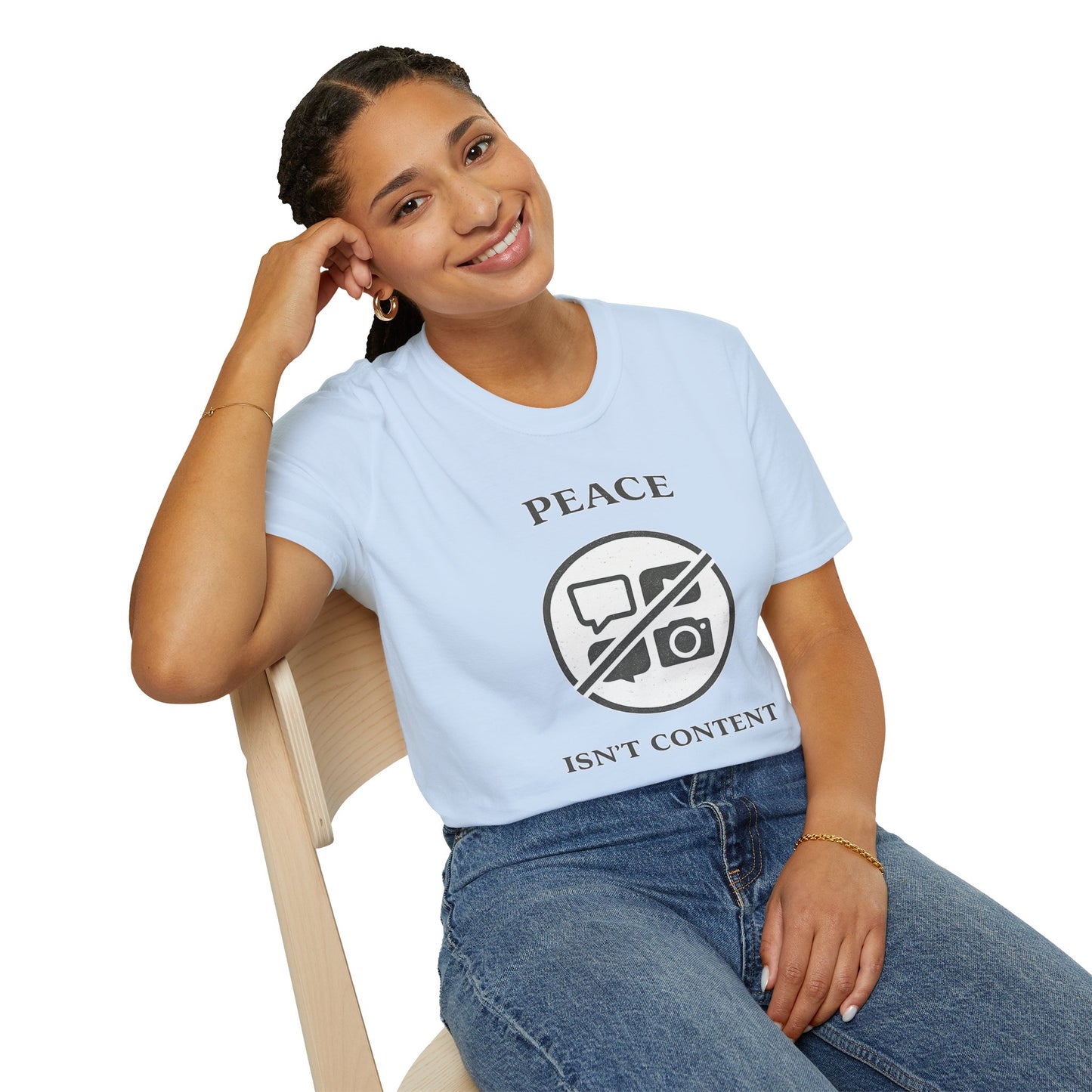"Peace Isn't Content" No Media Symbol Graphic Tee