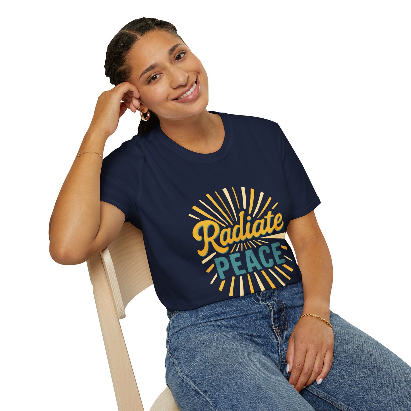 Radiate Peace T-Shirt — Retro Sunburst Inspirational Tee