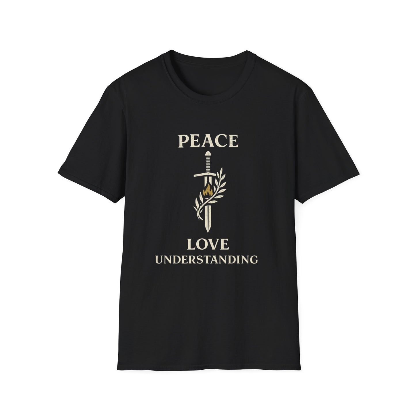 Peace Love Understanding T-Shirt — Sword & Olive Branch Graphic Tee