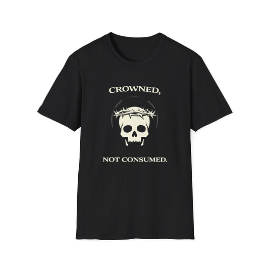 Crowned Not Consumed T-Shirt — Skull with Crown of Thorns Christian Gothic Tee