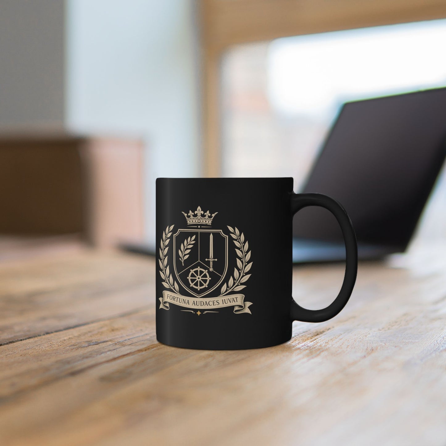 FORTUNA AUDACES IUVAT Crest Black Mug
