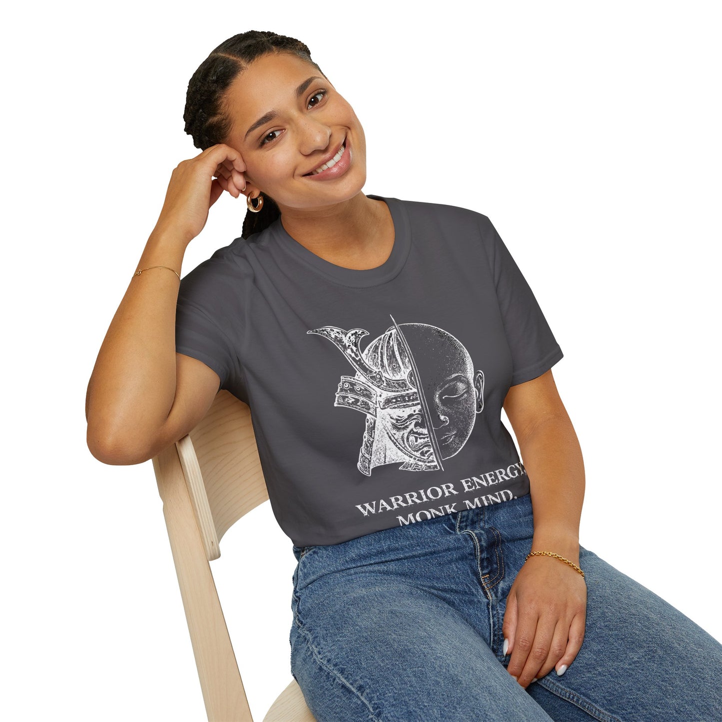 Warrior Energy Monk Mind T-Shirt — Samurai Helmet Minimalist Tee