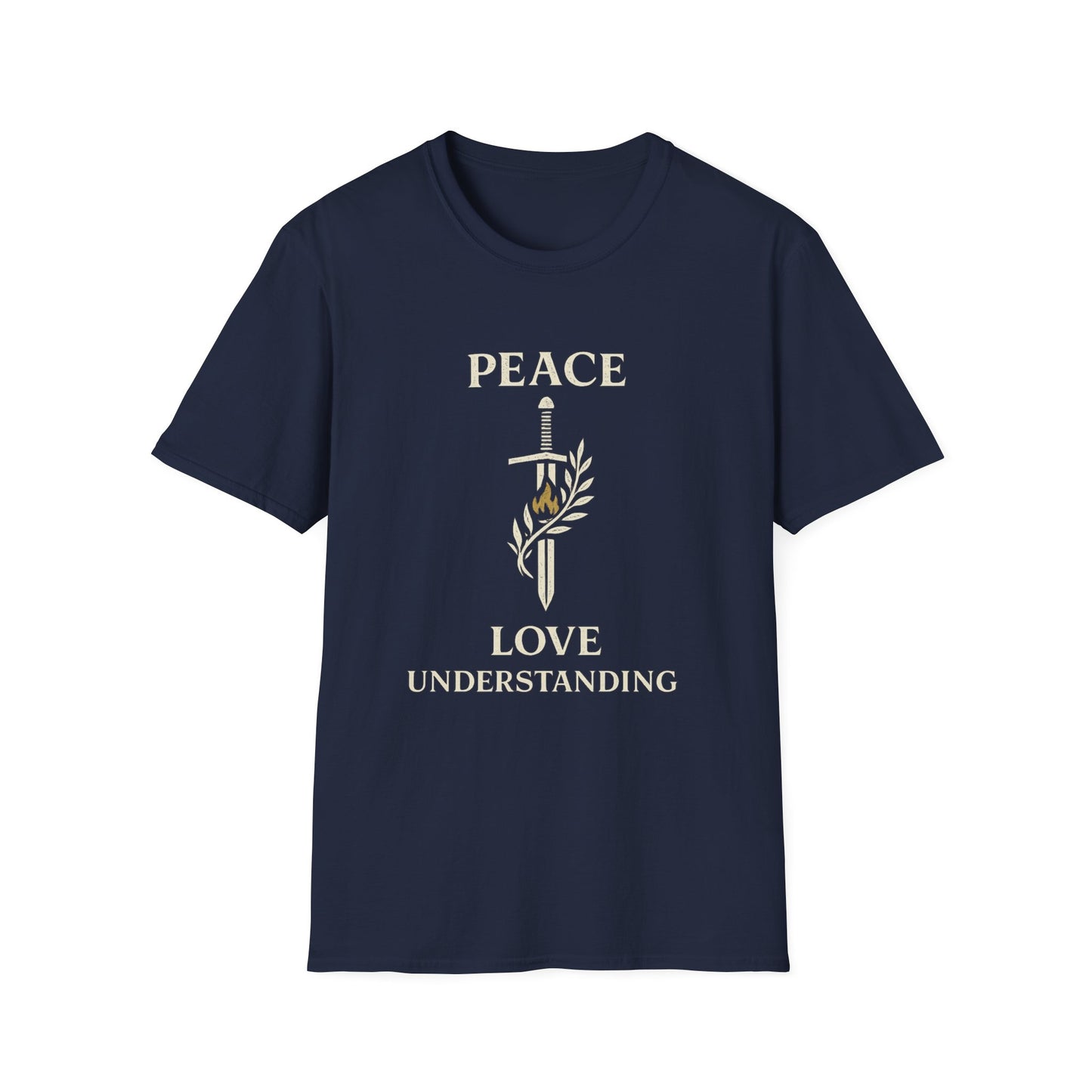 Peace Love Understanding T-Shirt — Sword & Olive Branch Graphic Tee
