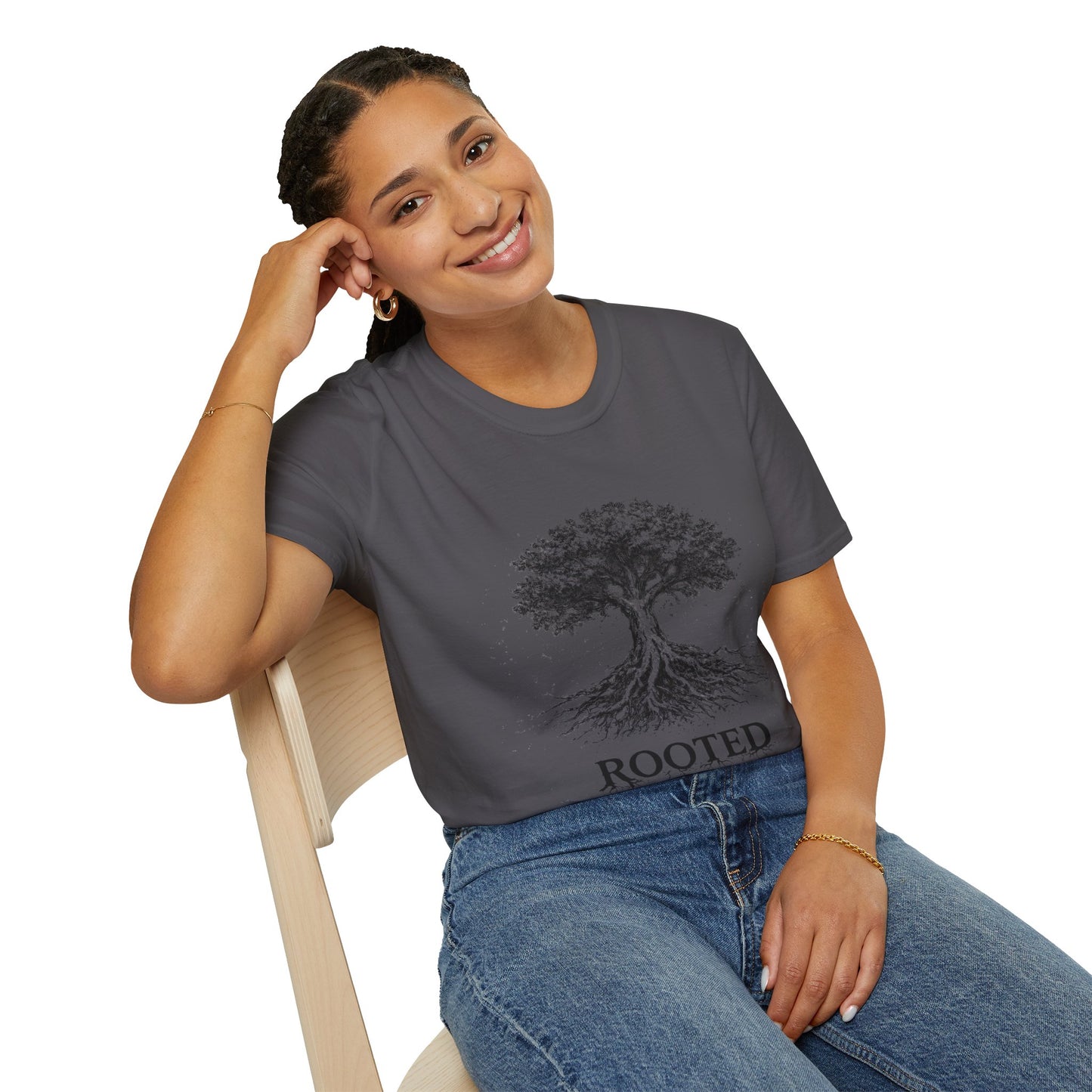 Rooted Tree T-Shirt — 'ROOTED' Nature Graphic Tee