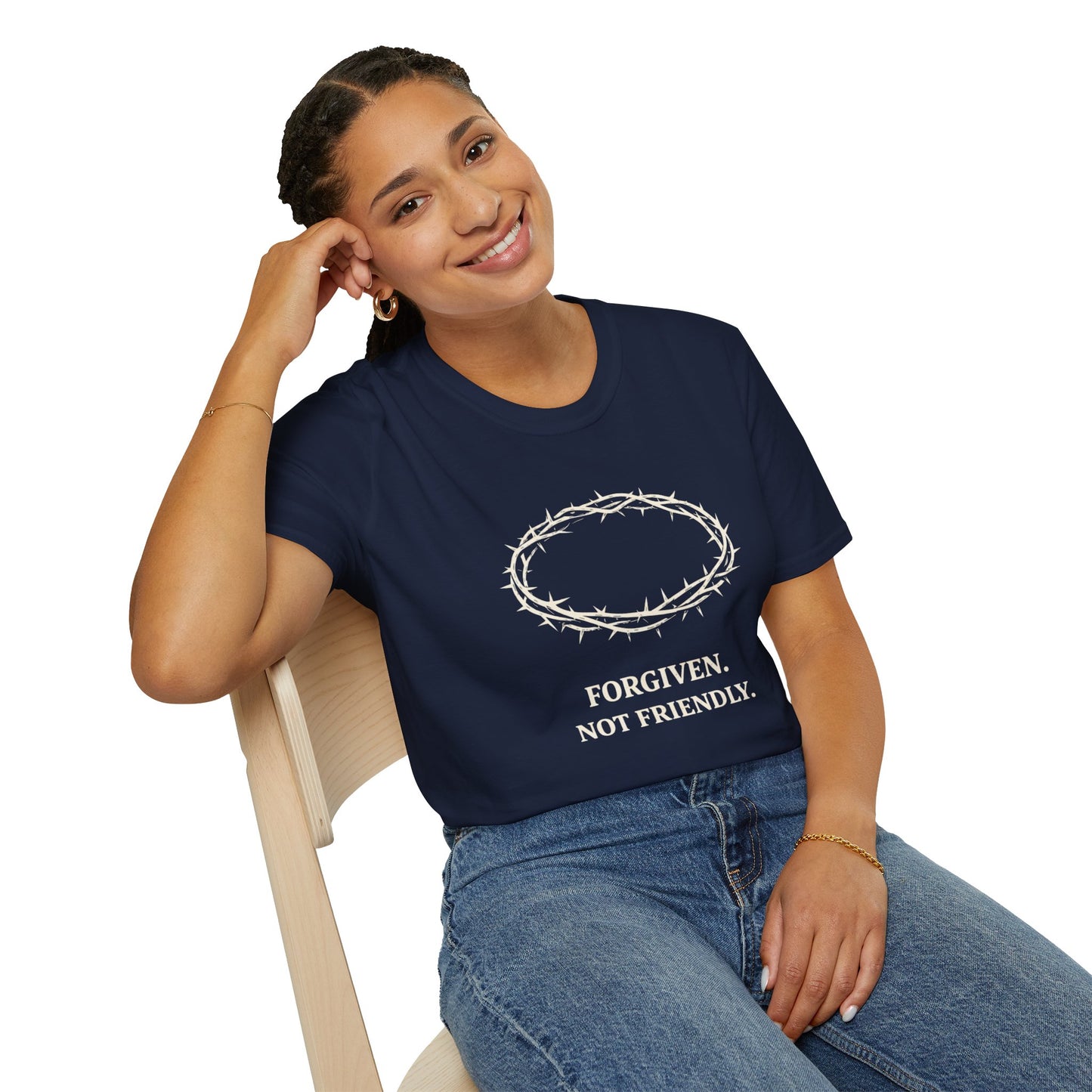 Forgiven Not Friendly Tee — Christian Crown of Thorns Graphic T-Shirt