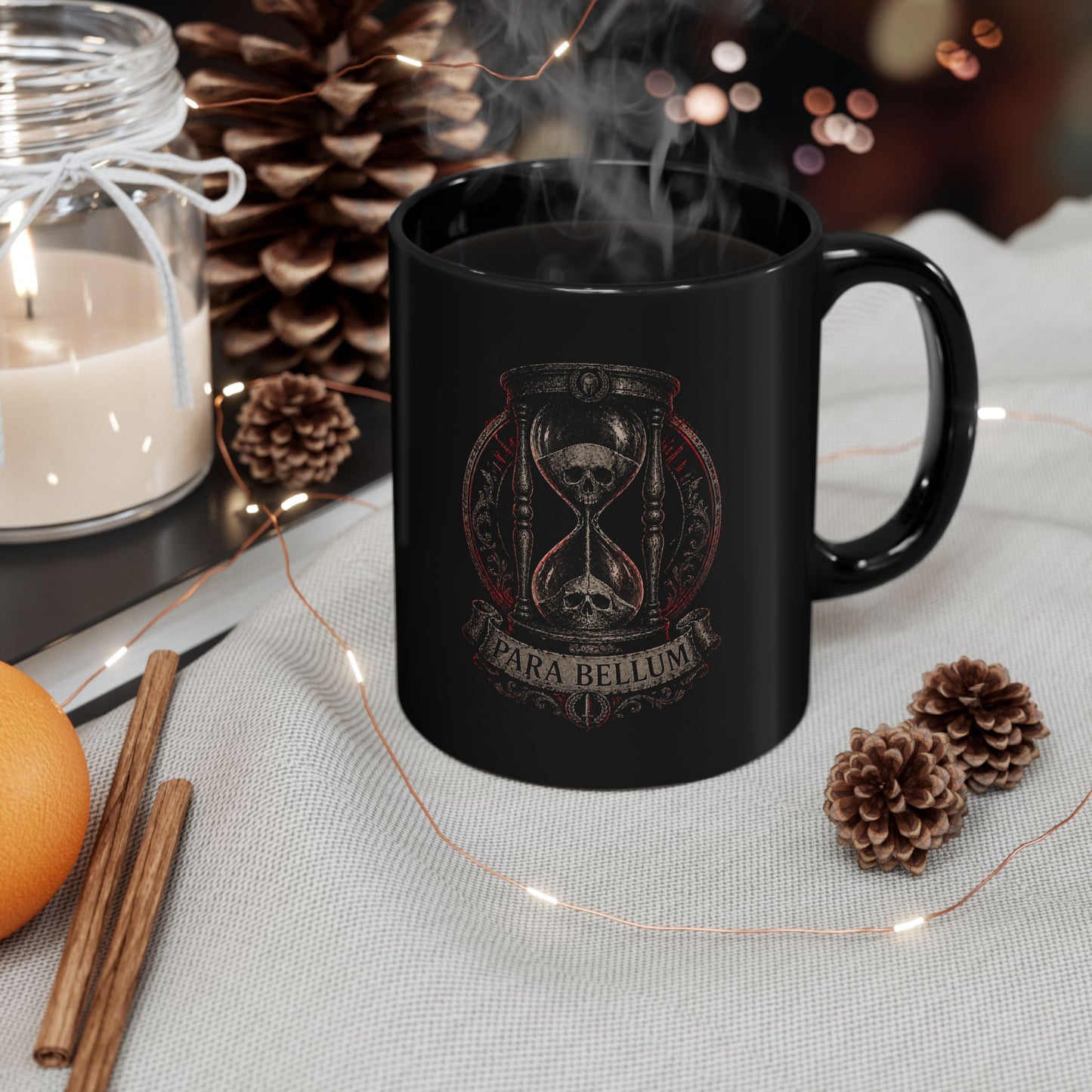PARA BELLUM Hourglass Black Mug