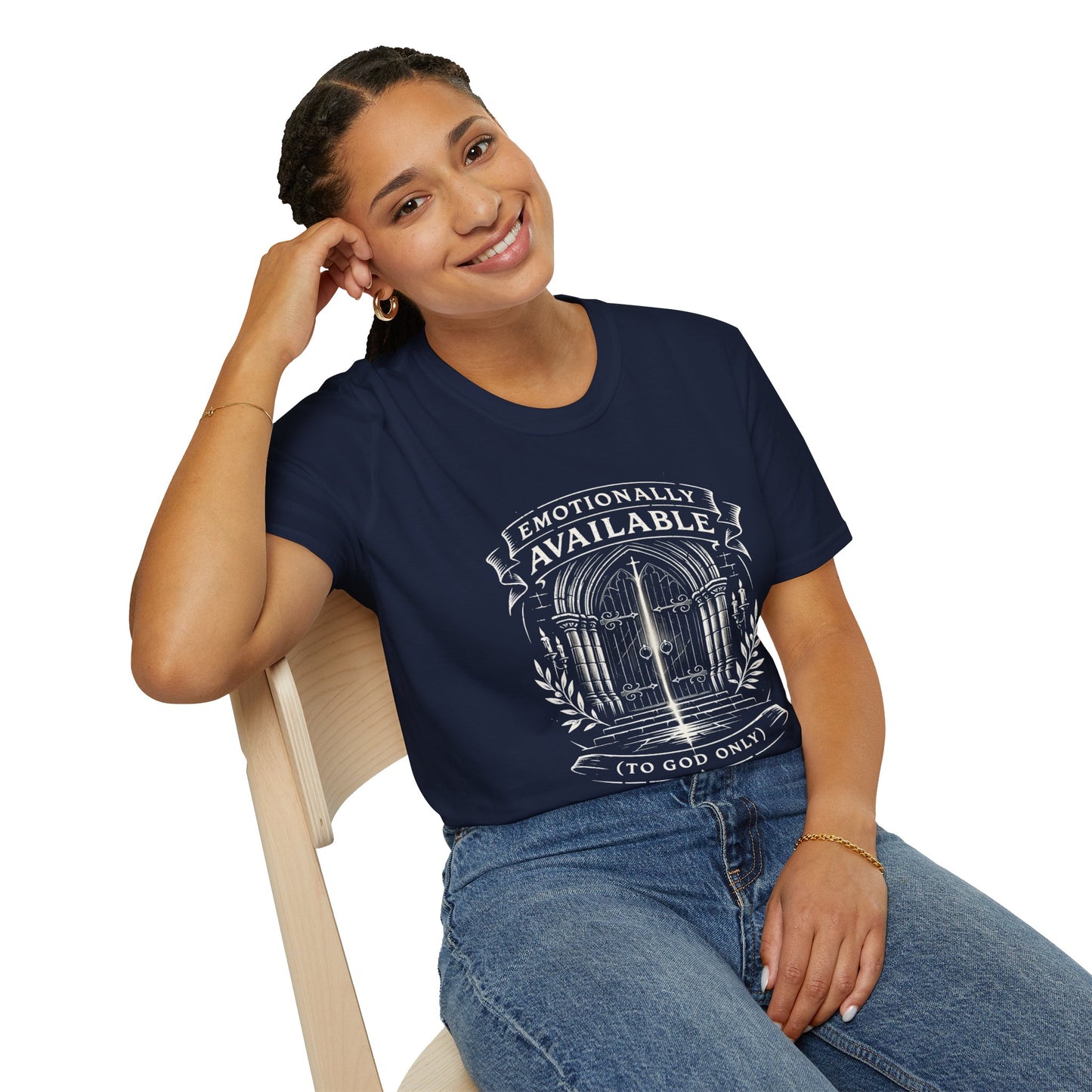 Emotionally Available {To God Only) Vintage Church Gate Graphic T-Shirt