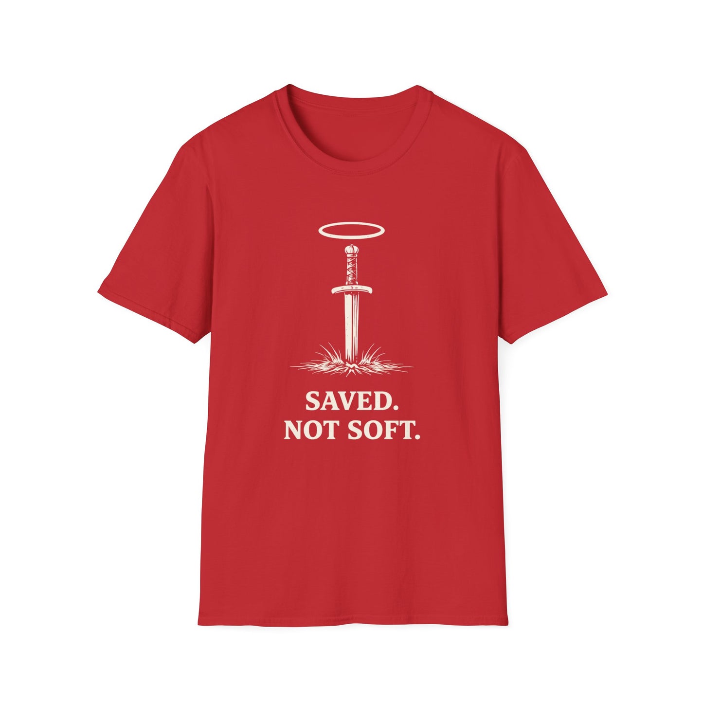 Saved Not Soft T-Shirt — Christian Sword & Halo Faith Tee