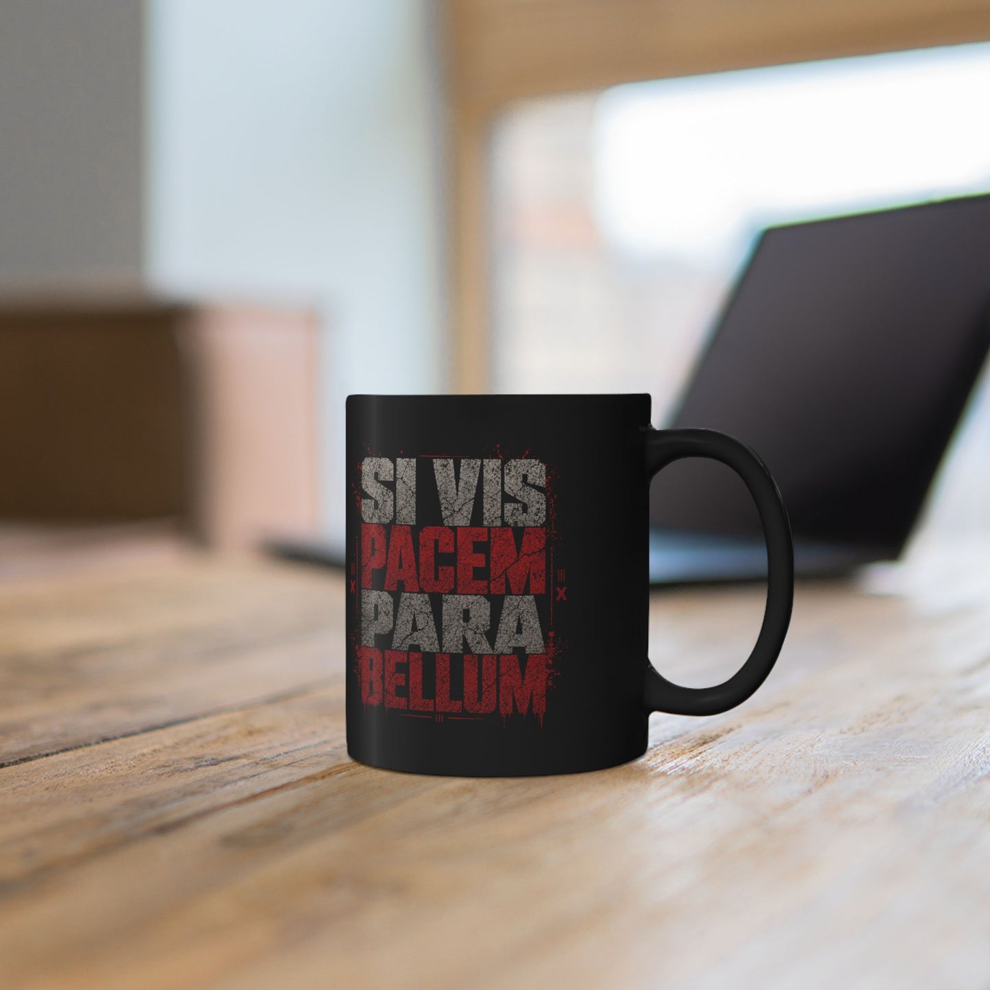 SI VIS PACEM PARA BELLUM Distressed Black Mug