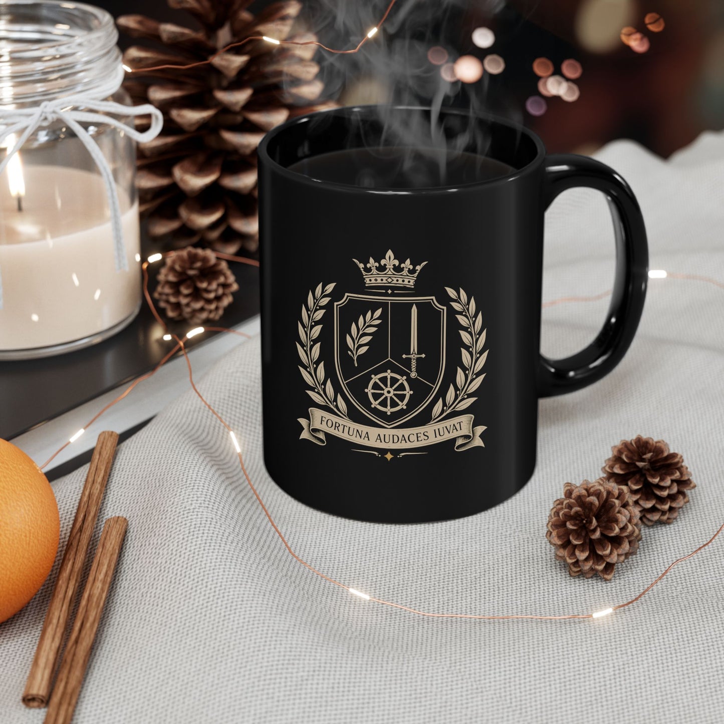 FORTUNA AUDACES IUVAT Crest Black Mug