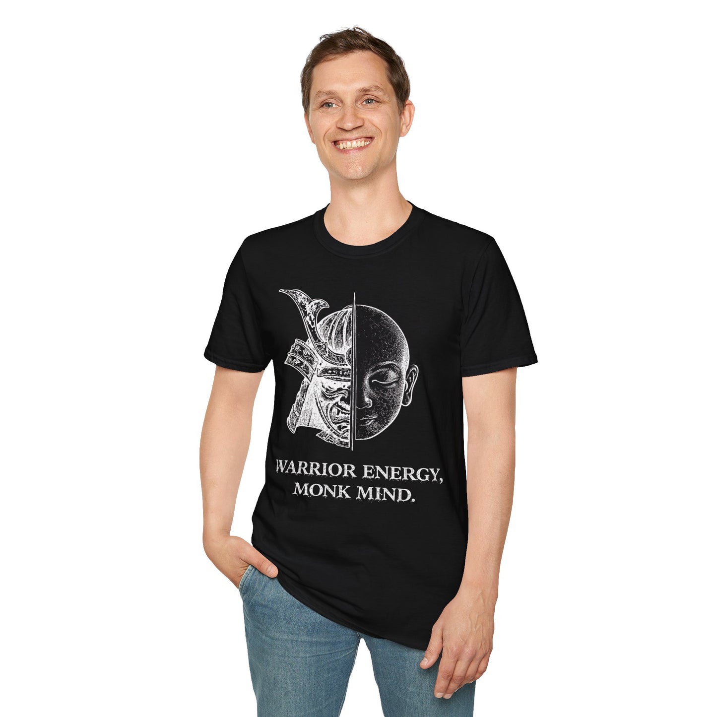 Warrior Energy Monk Mind T-Shirt — Samurai Helmet Minimalist Tee