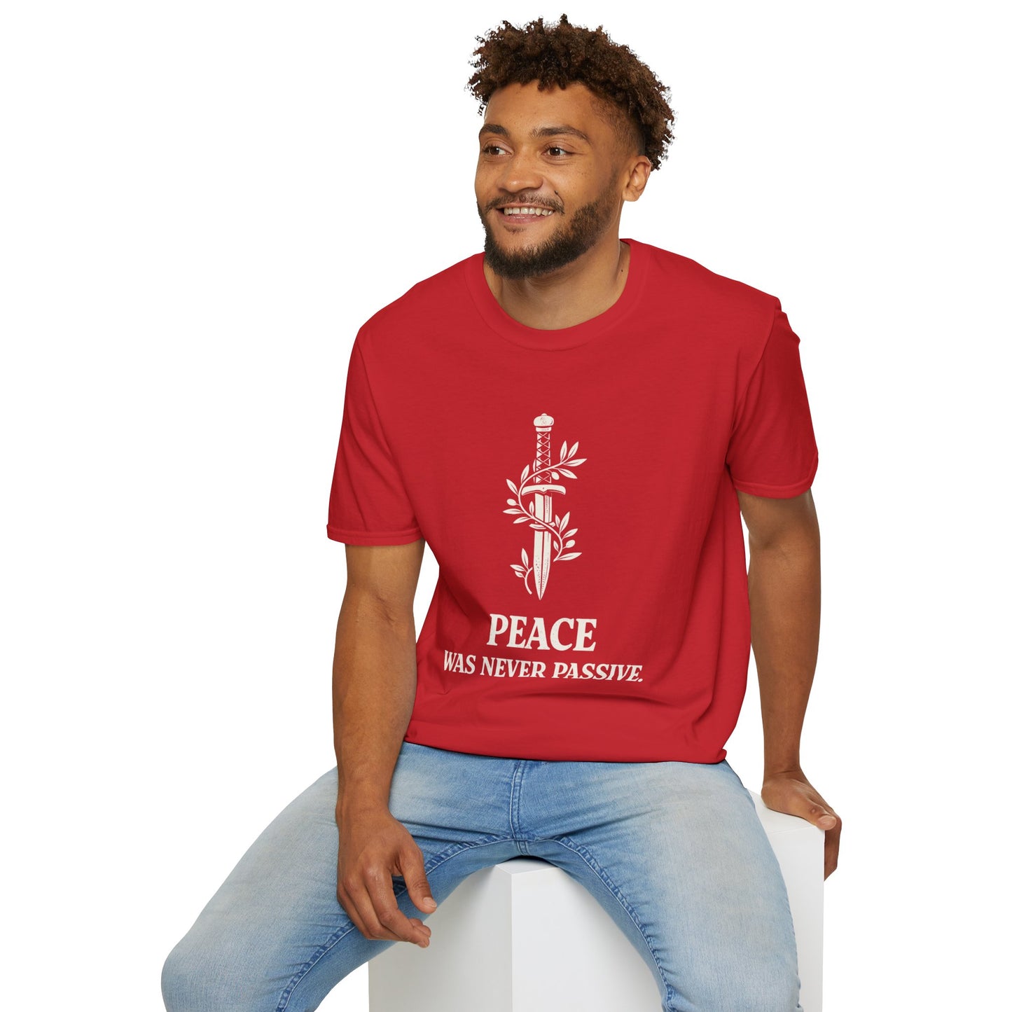 Peace Was Never Passive T-Shirt — Sword & Olive Branch Graphic Tee