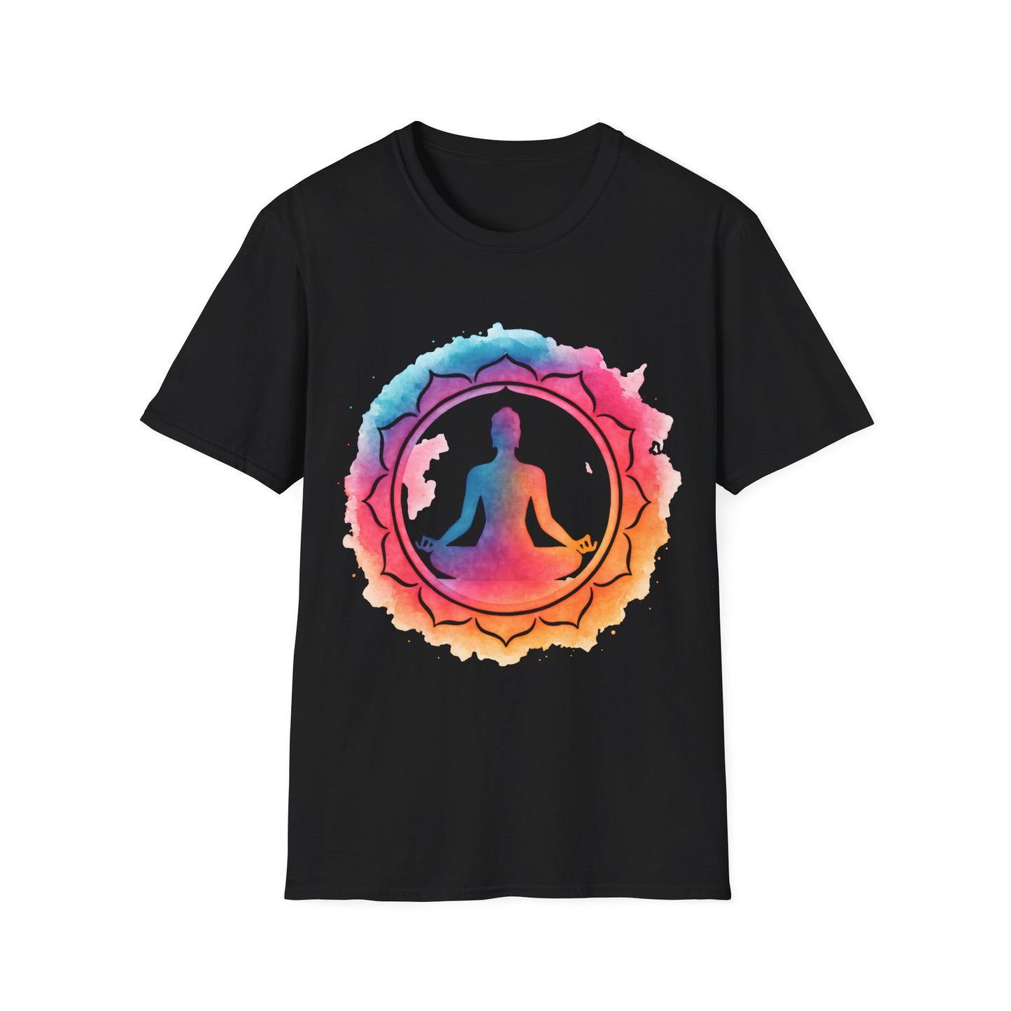 Meditation Lotus T-Shirt — Colorful Yoga Silhouette Tee