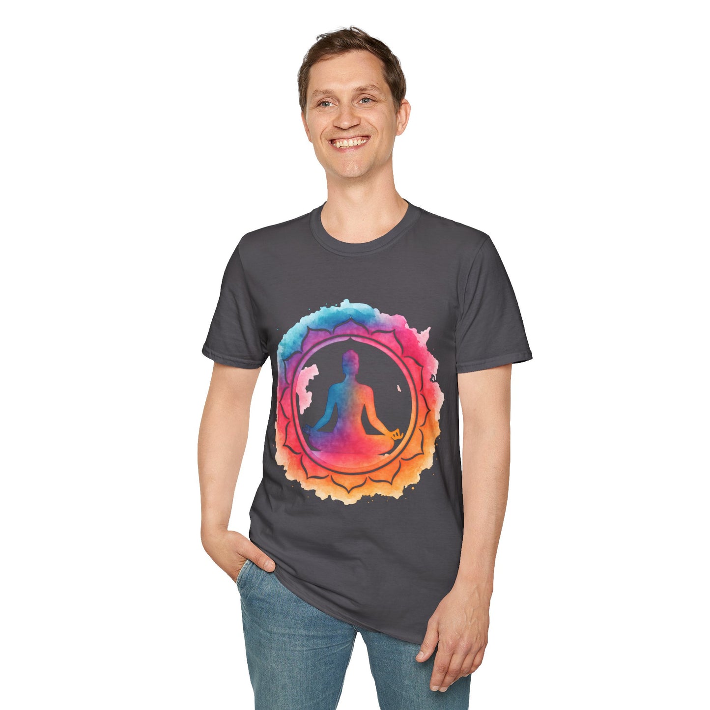Meditation Lotus T-Shirt — Colorful Yoga Silhouette Tee