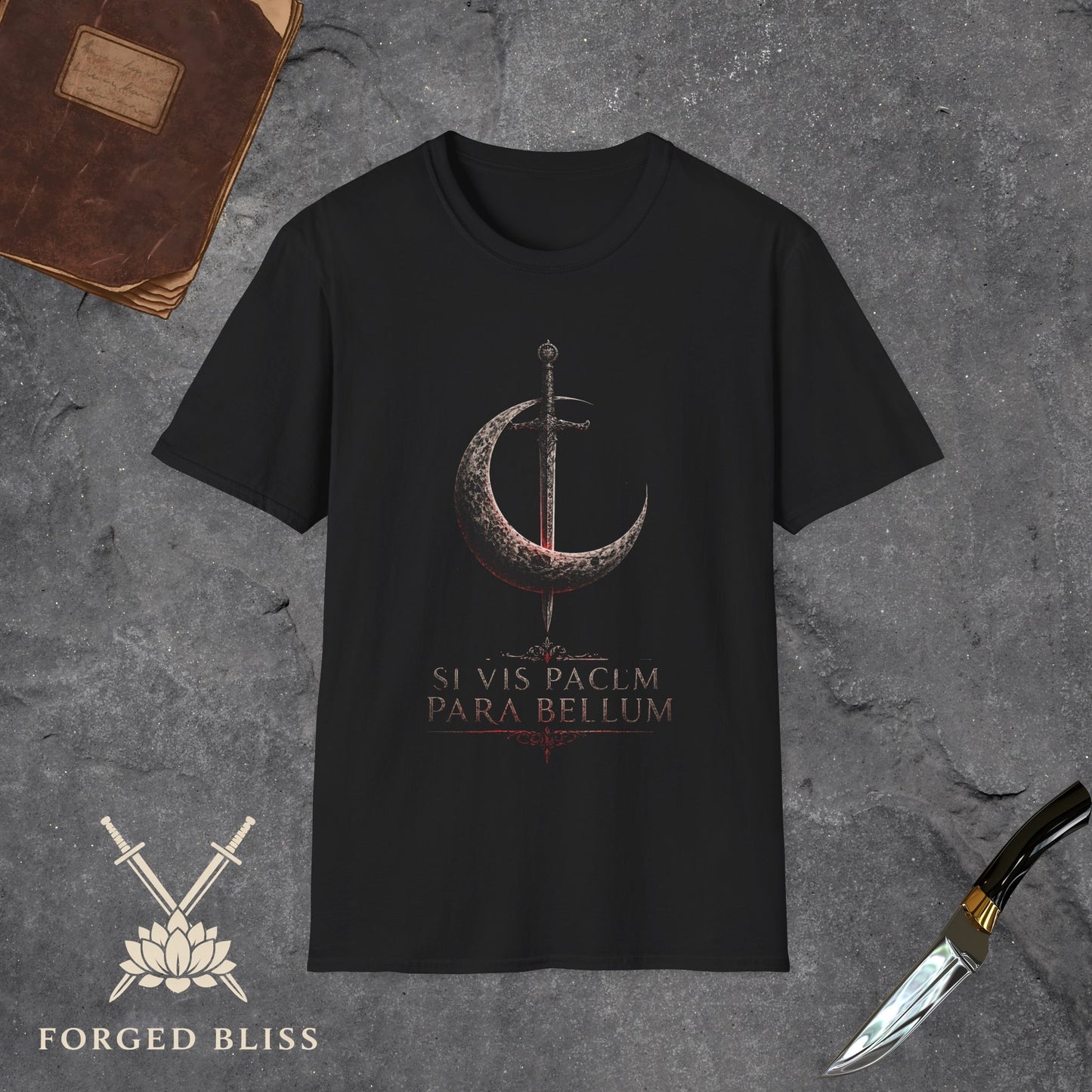 SI VIS PACEM PARA BELLUM Crescent Blade T-Shirt