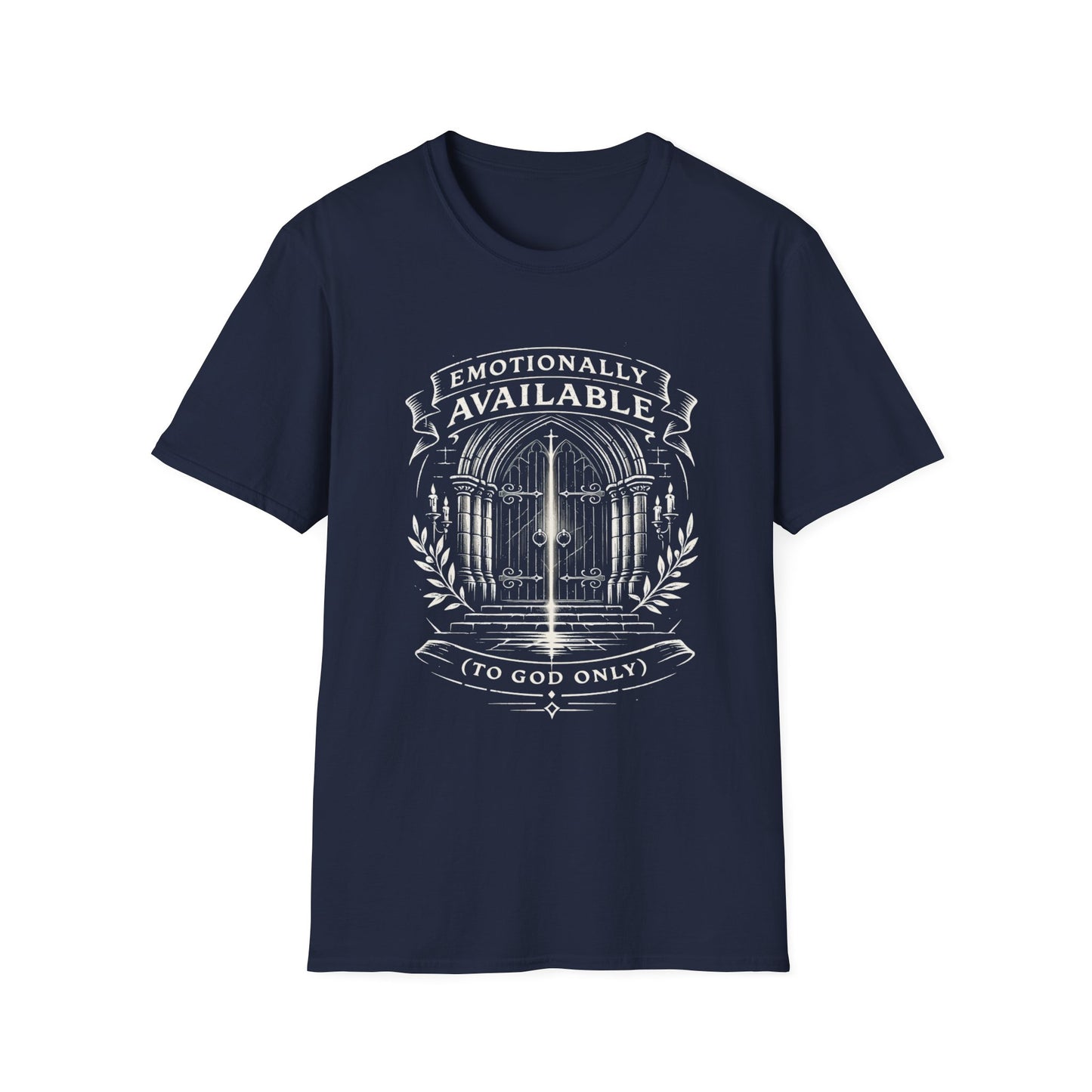 Emotionally Available {To God Only) Vintage Church Gate Graphic T-Shirt