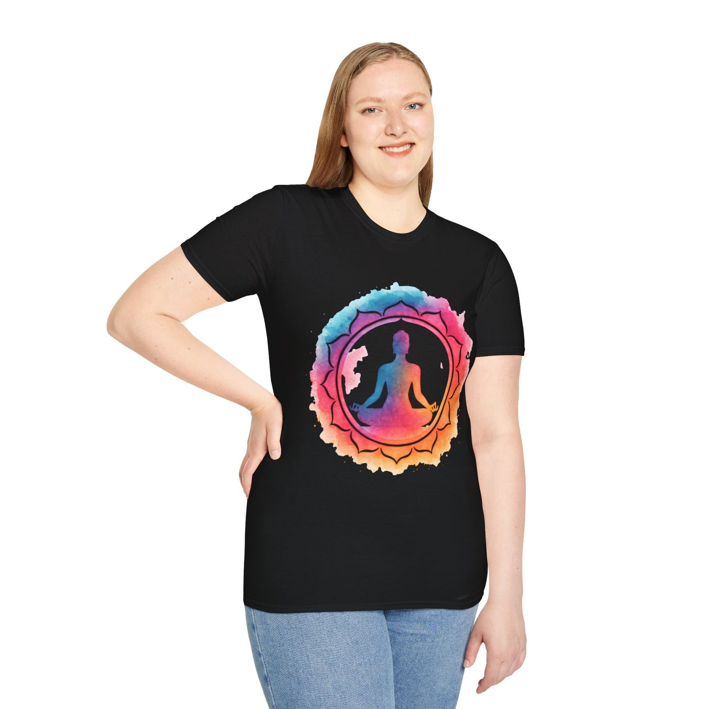 Meditation Lotus T-Shirt — Colorful Yoga Silhouette Tee